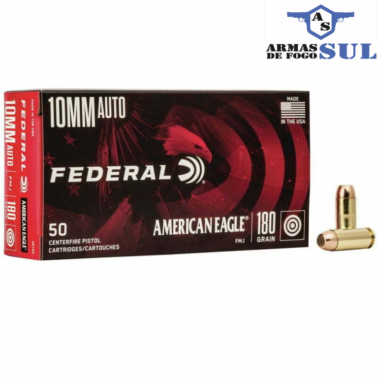 Munição FEDERAL AMERICAN EAGLE 10MM AUTO FMJ PP 180 Grains – Cx 50