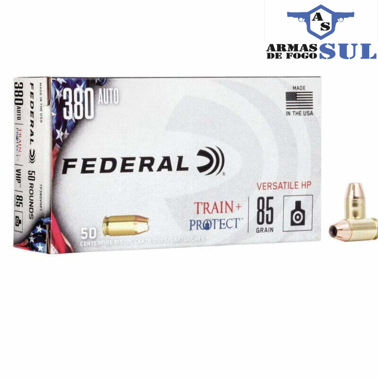 Munição FEDERAL Train + Protect 380 AUTO VHP 85 Grains – Cx 50