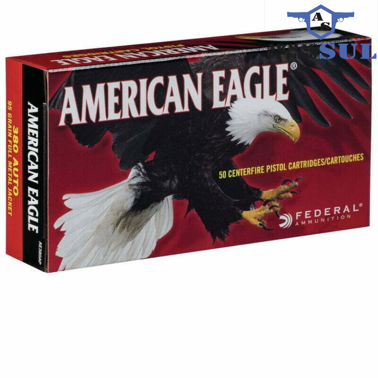 Munição Federal 380 AUTO FMJ AMERICAN EAGLE 95 GR – CX 50